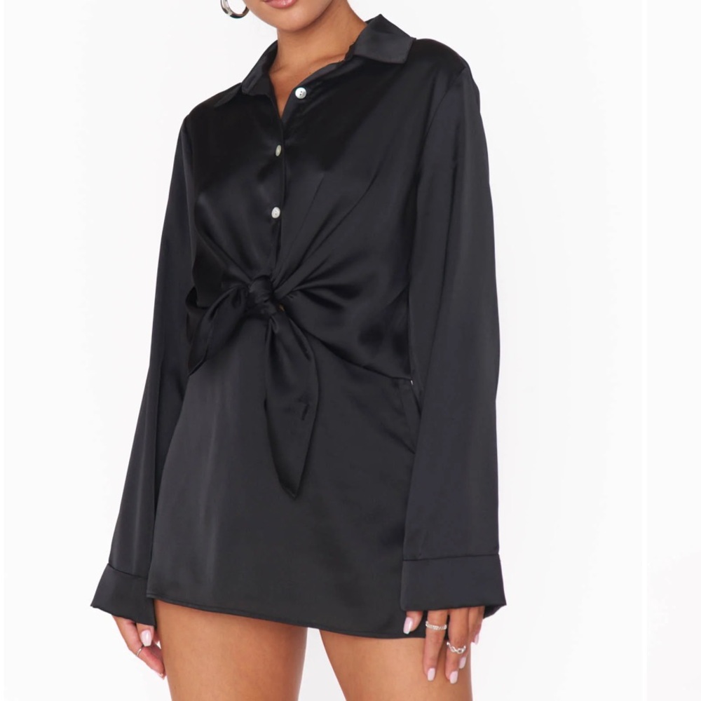 NWT Show Me Your Mumu All Night Skort ~ Black Luxe Satin